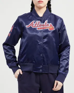 MLB ATLANTA BRAVES CLASSIC WOMEN'S SATIN JACKET (MIDNIGHT NAVY)