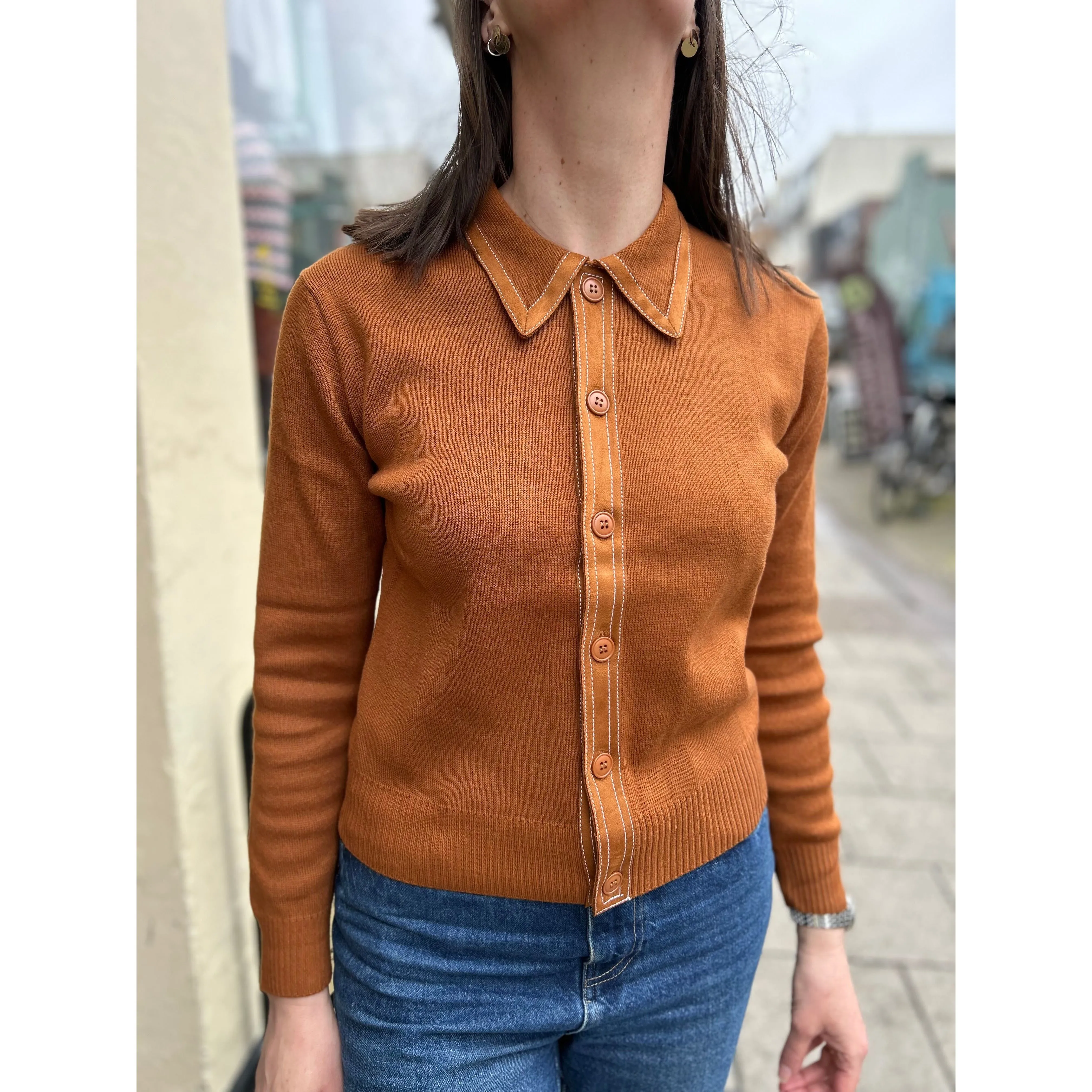 Mr Bridger - Women's 'Mary' Yardi Cardi Toffee - Polo Knit