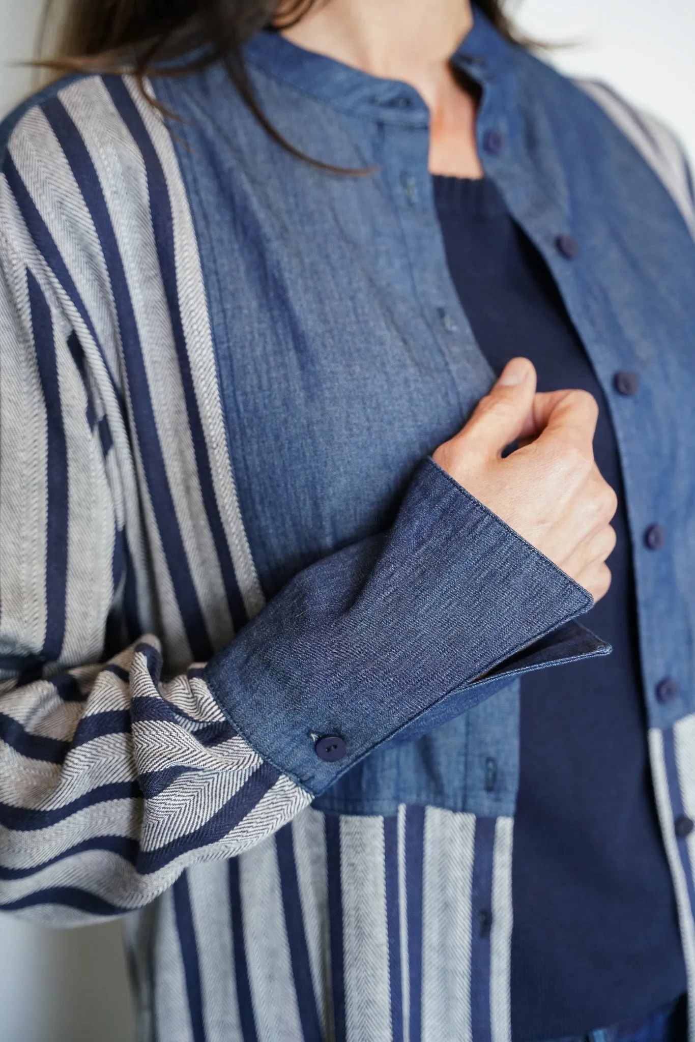 Navy Stripe Bib Shirt