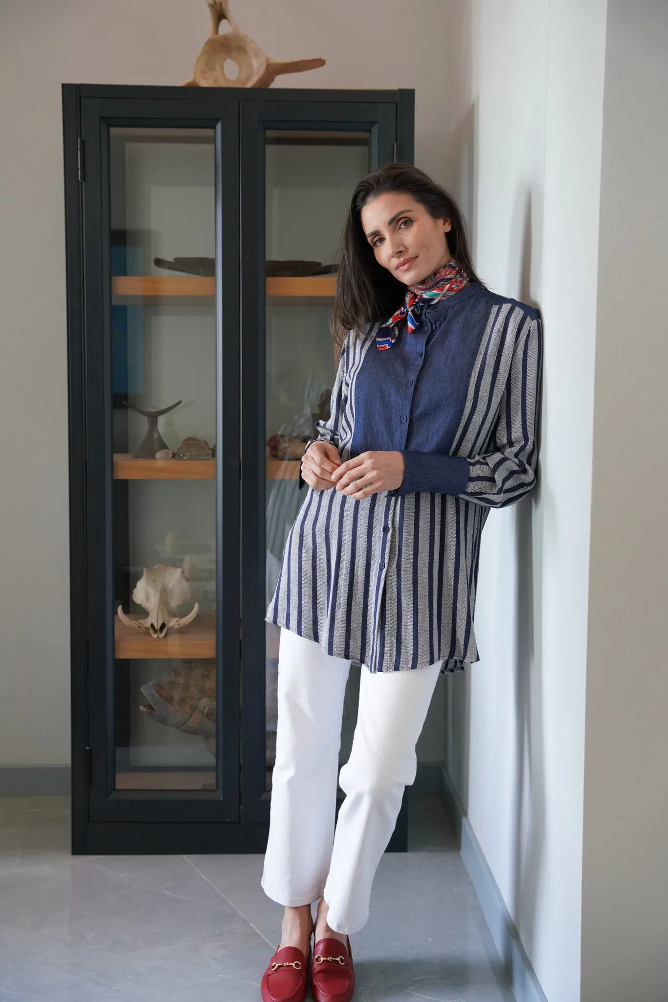 Navy Stripe Bib Shirt