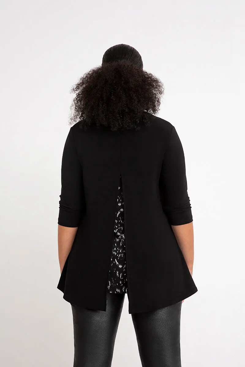 Nu Whisper Split Back Top | Black/Animal