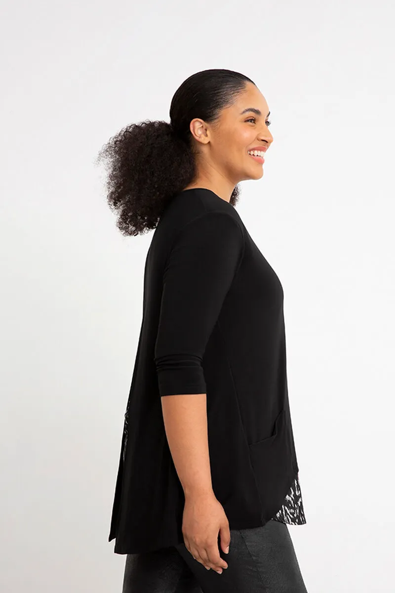 Nu Whisper Split Back Top | Black/Animal