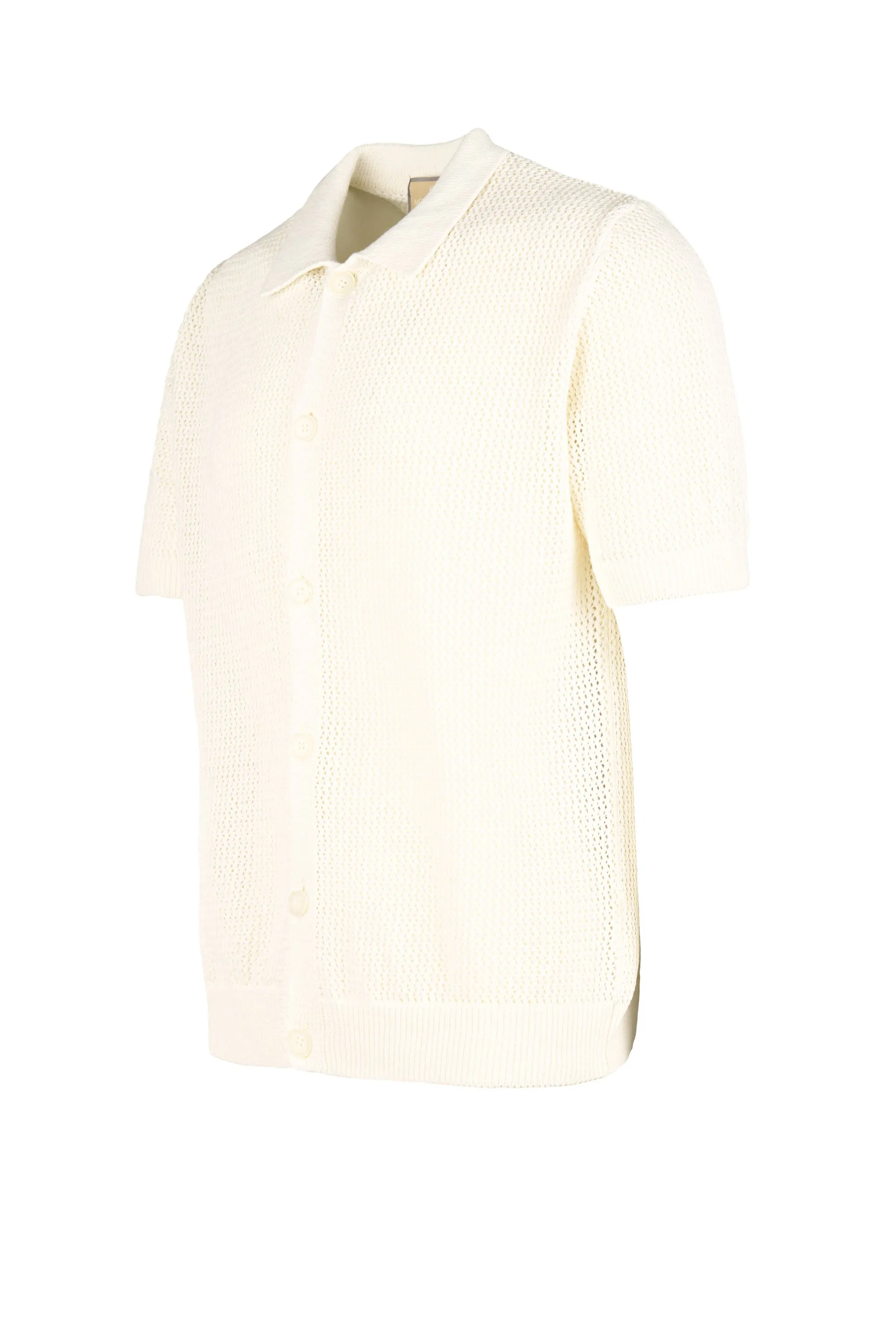 Open-Knit Polo Cardigan