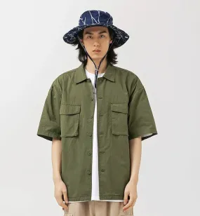 Oversized Button-Up Shirt with Utility Chest Pockets