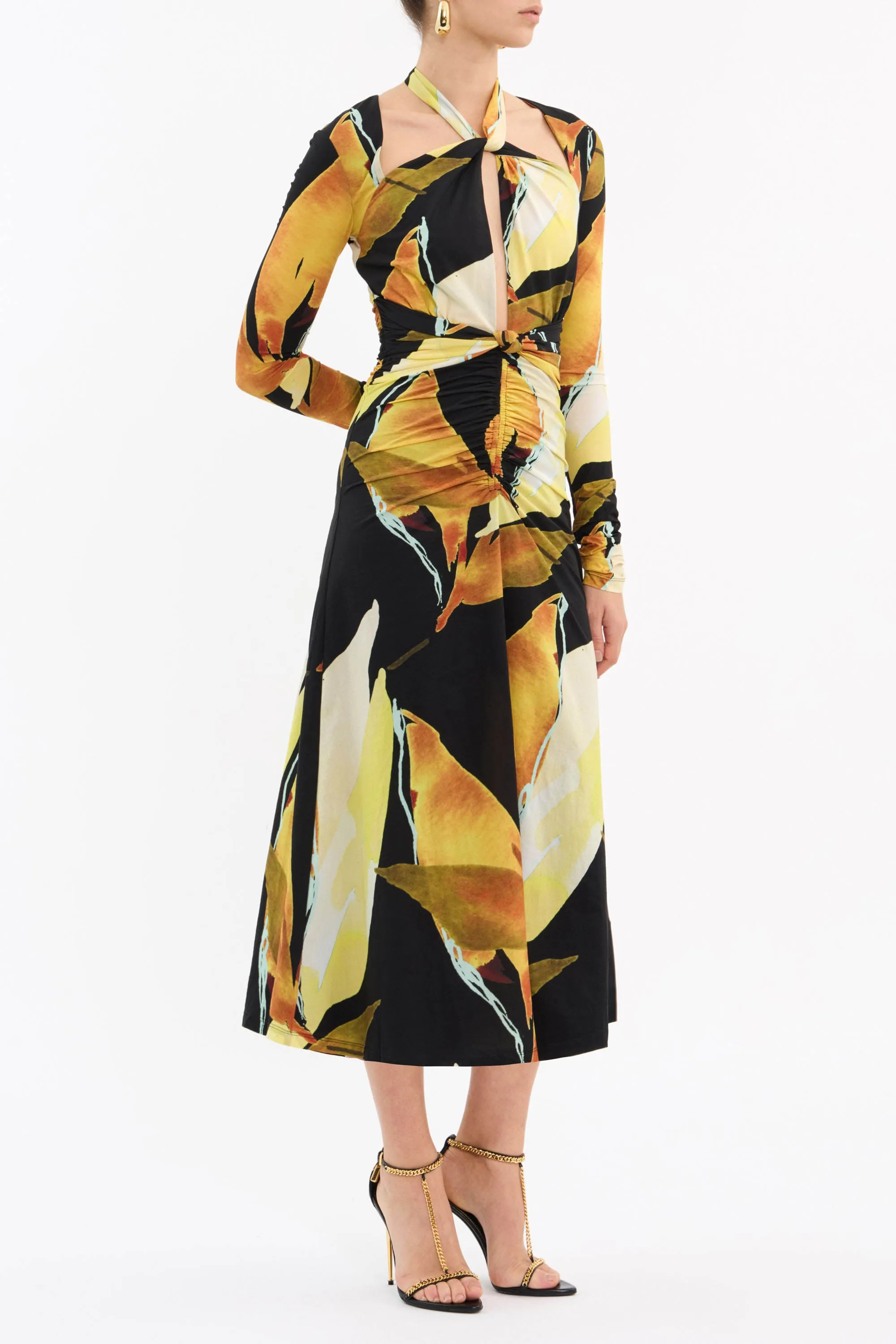 Petals of Paradise Long Sleeve Midi Dress