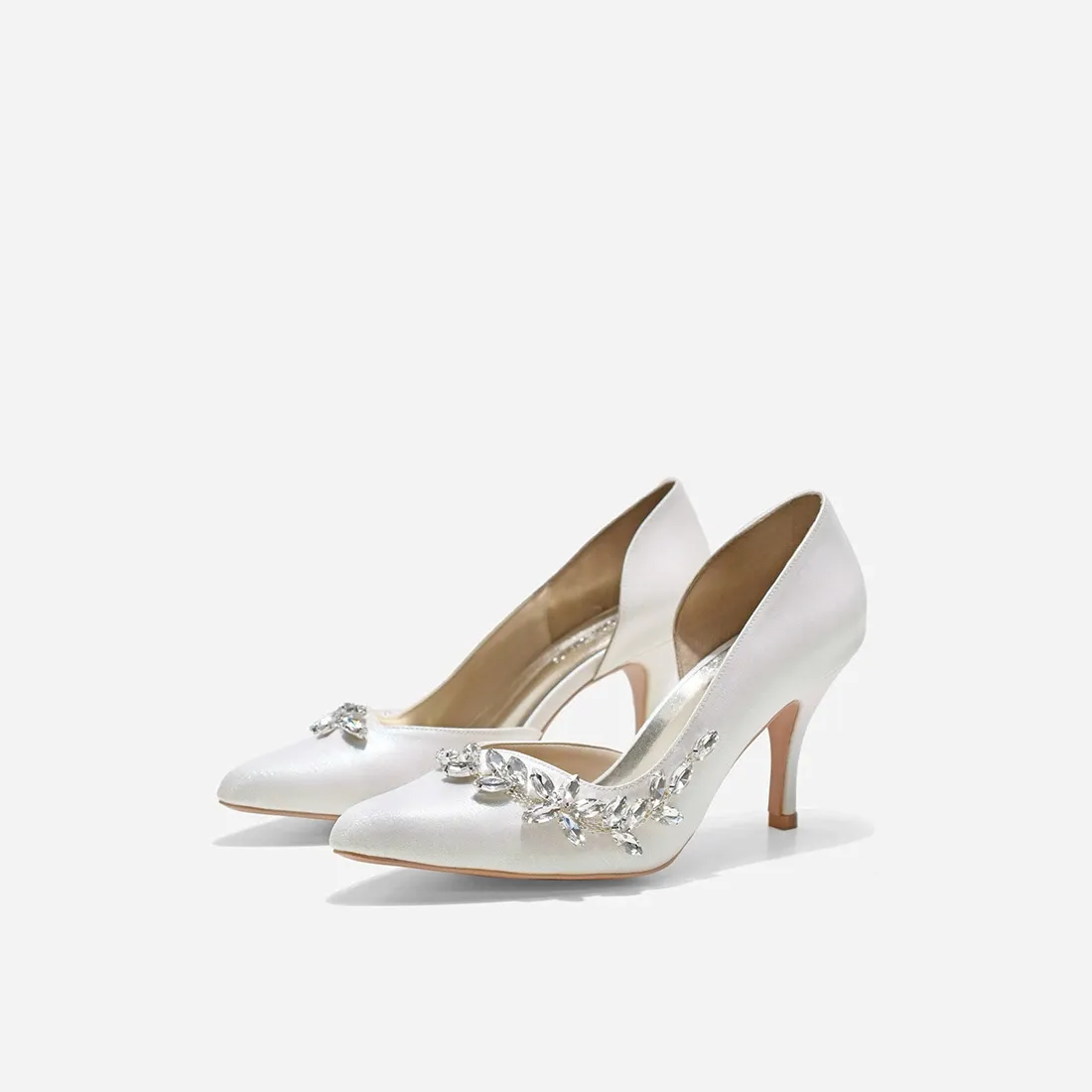 Pluto Cynthia White Glitter Heels