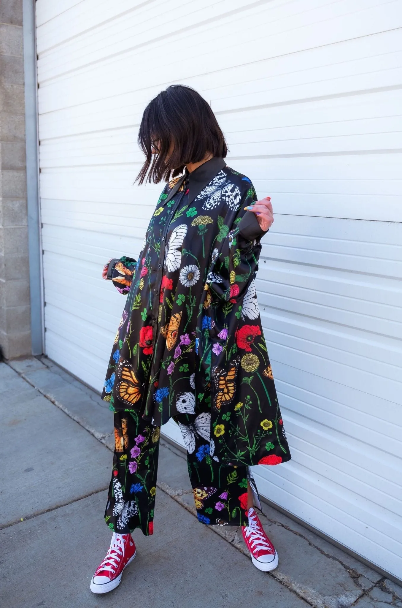 Posh Satin Playsuit in Folklore Florals