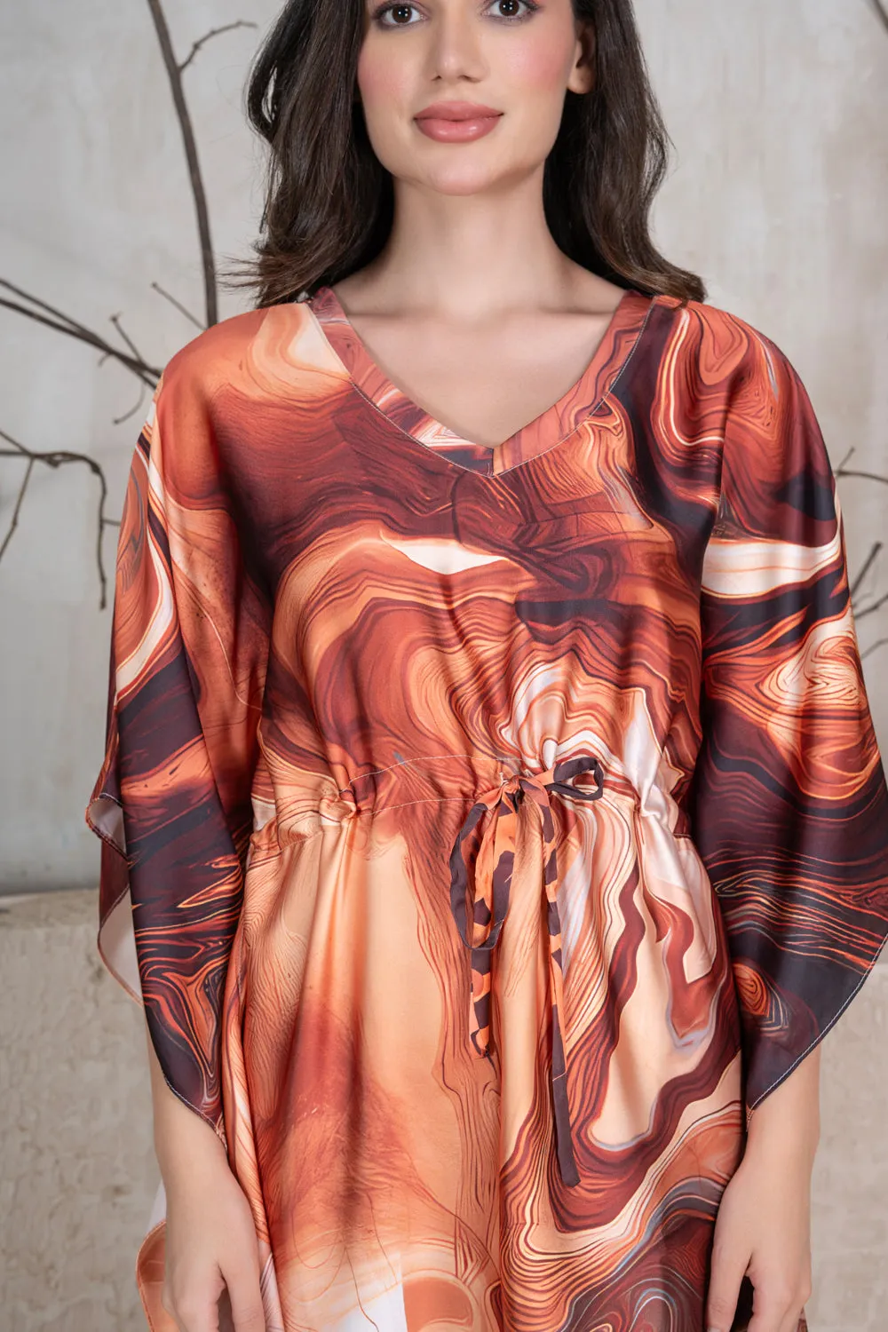 Printed Satin Kaftan