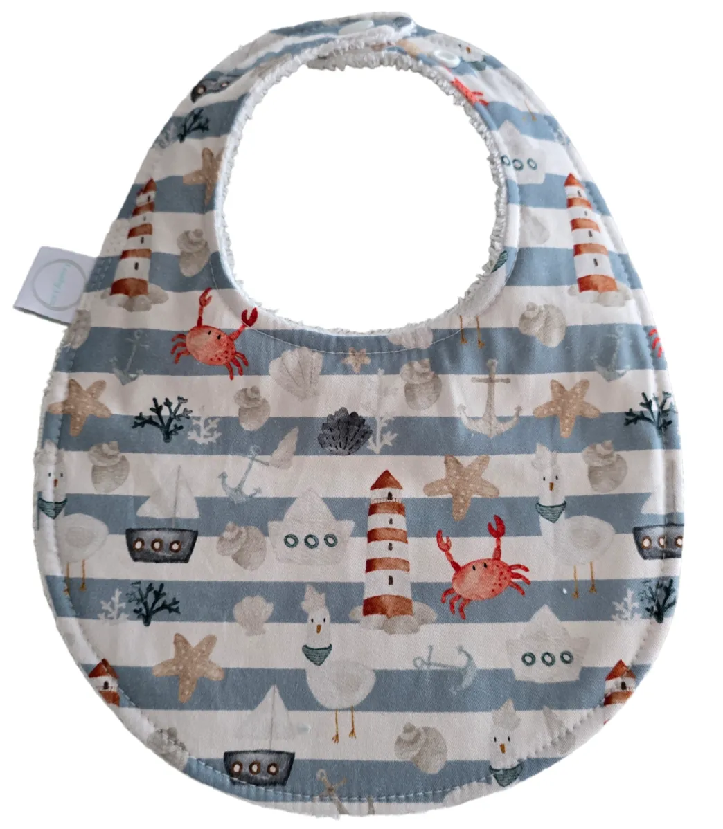 Sea Side Stripe Oval Bib