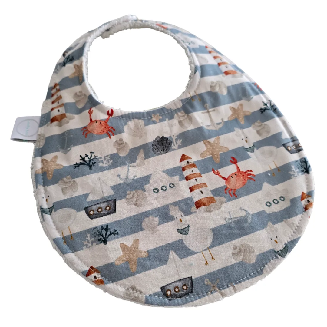 Sea Side Stripe Oval Bib