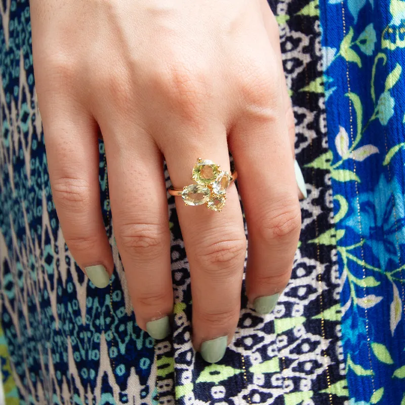 Spring Garden Green Amethyst & Lemon Quartz Ring