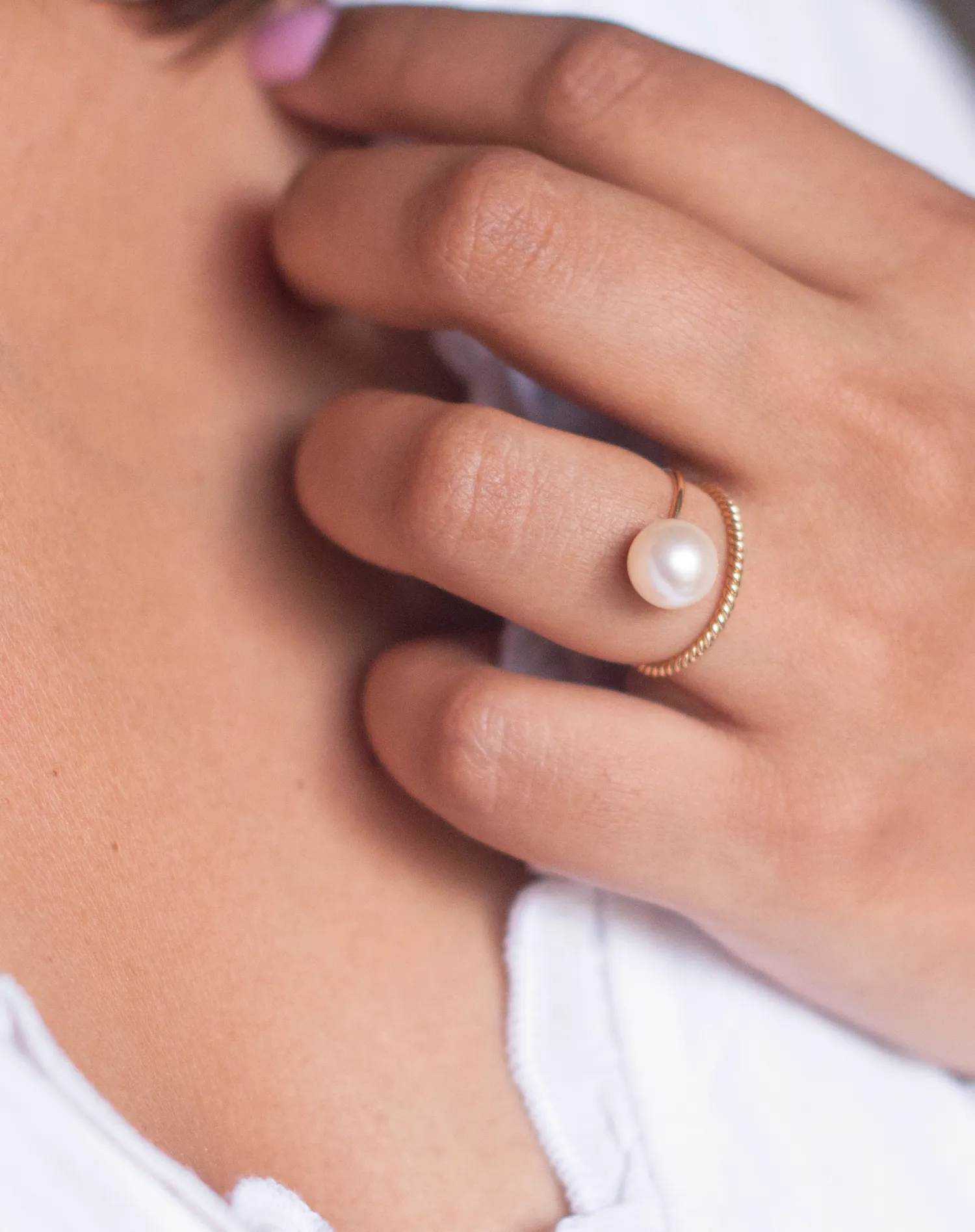 Suspended Pearl Ring