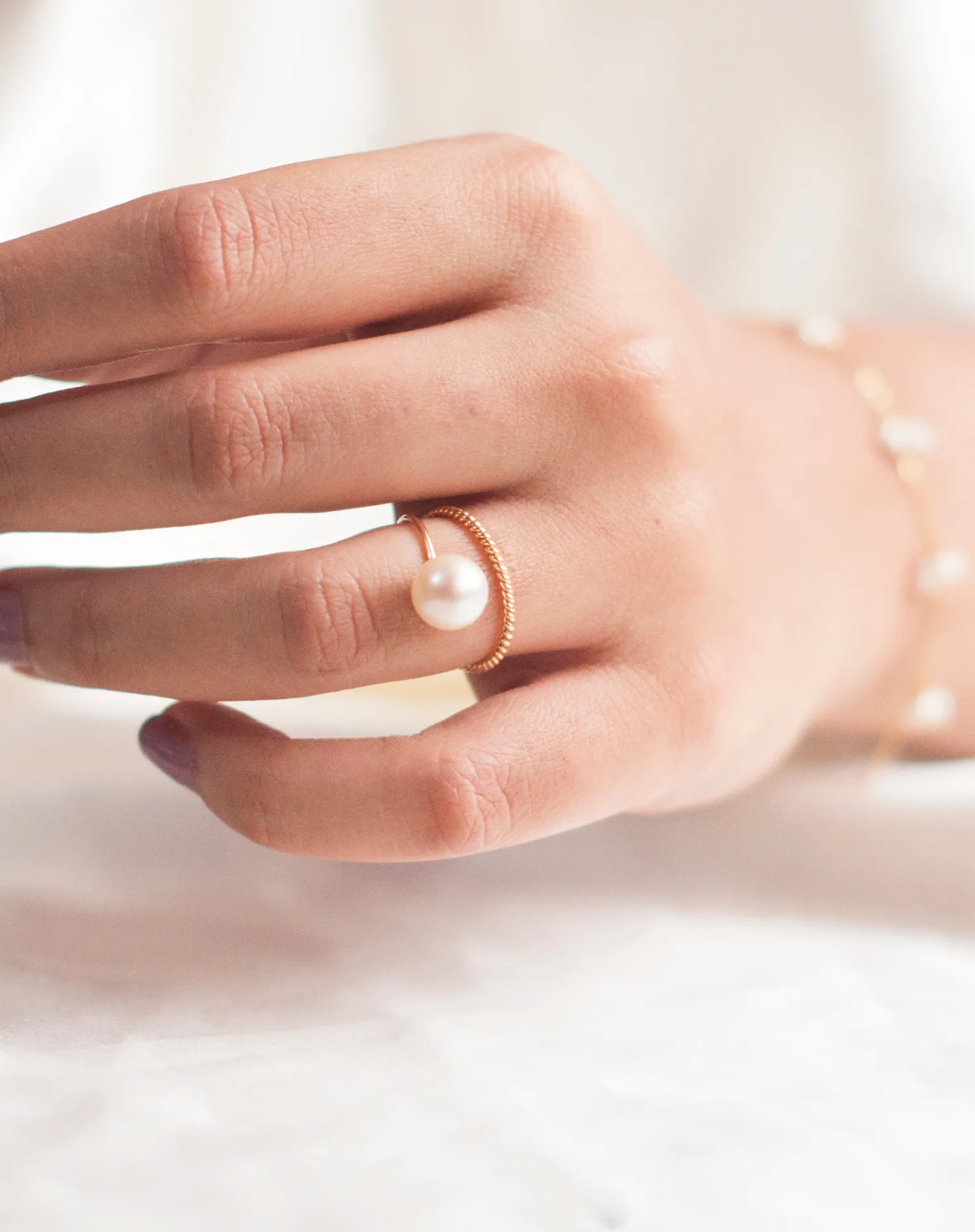 Suspended Pearl Ring