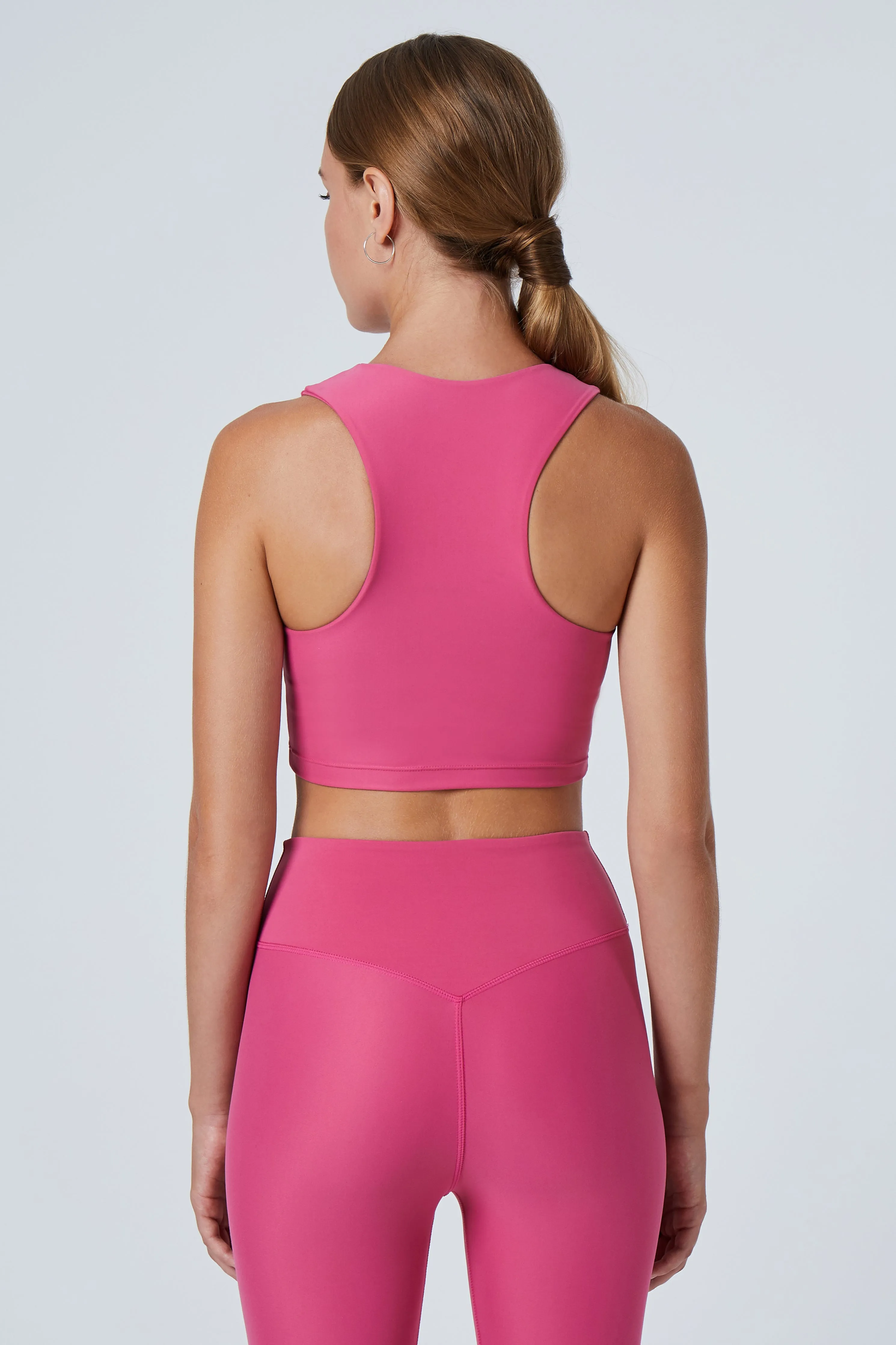 Tula High Neck Racer Back Crop Top | Recycled Nylon | Rose