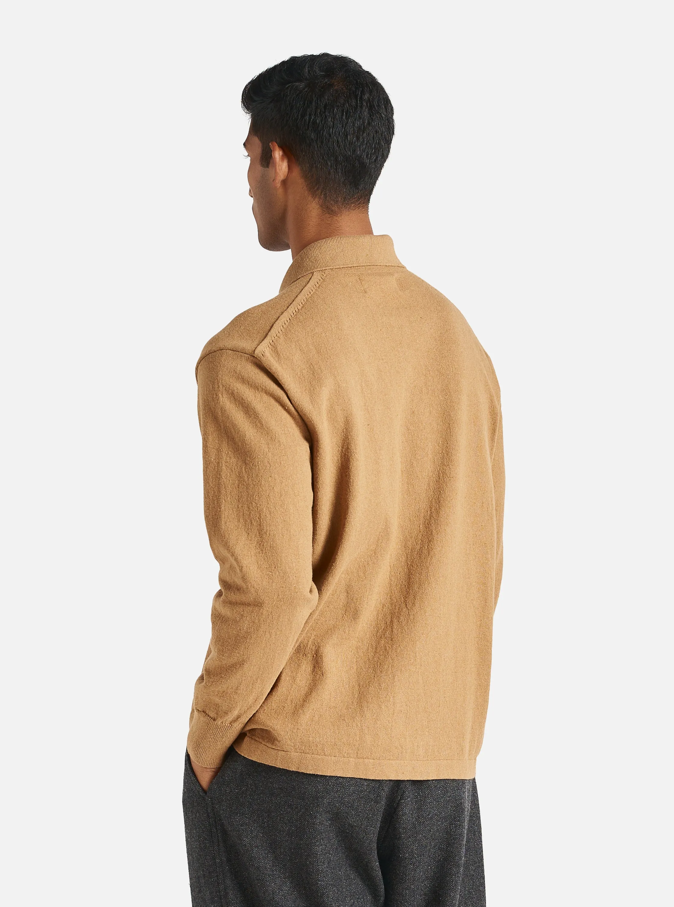 Universal Works L/S Pullover Knit Shirt in Cumin Eco Cotton