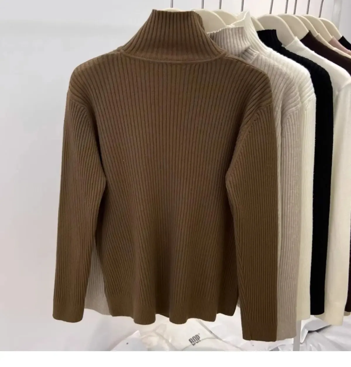 Women's Autumn Winter Casual Joker Solid Sweater Pullovers Polo Zipper Mock Neck Knit Long Sleeve Tops New Knitwear Female