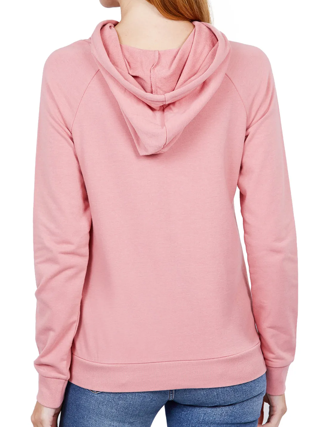 Women's Solid Casual Long Sleeve Hoodie with Kangaroo Pocket (FWH1078)