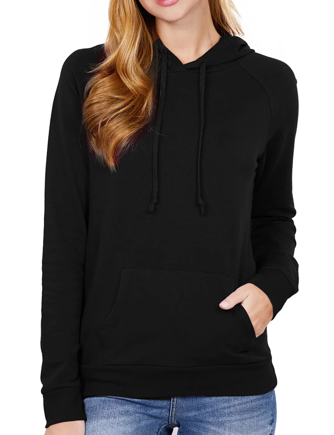 Women's Solid Casual Long Sleeve Hoodie with Kangaroo Pocket (FWH1078)