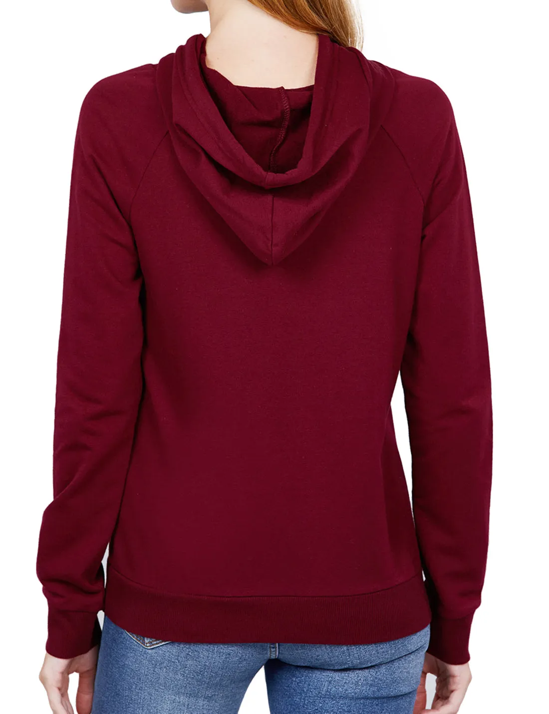 Women's Solid Casual Long Sleeve Hoodie with Kangaroo Pocket (FWH1078)