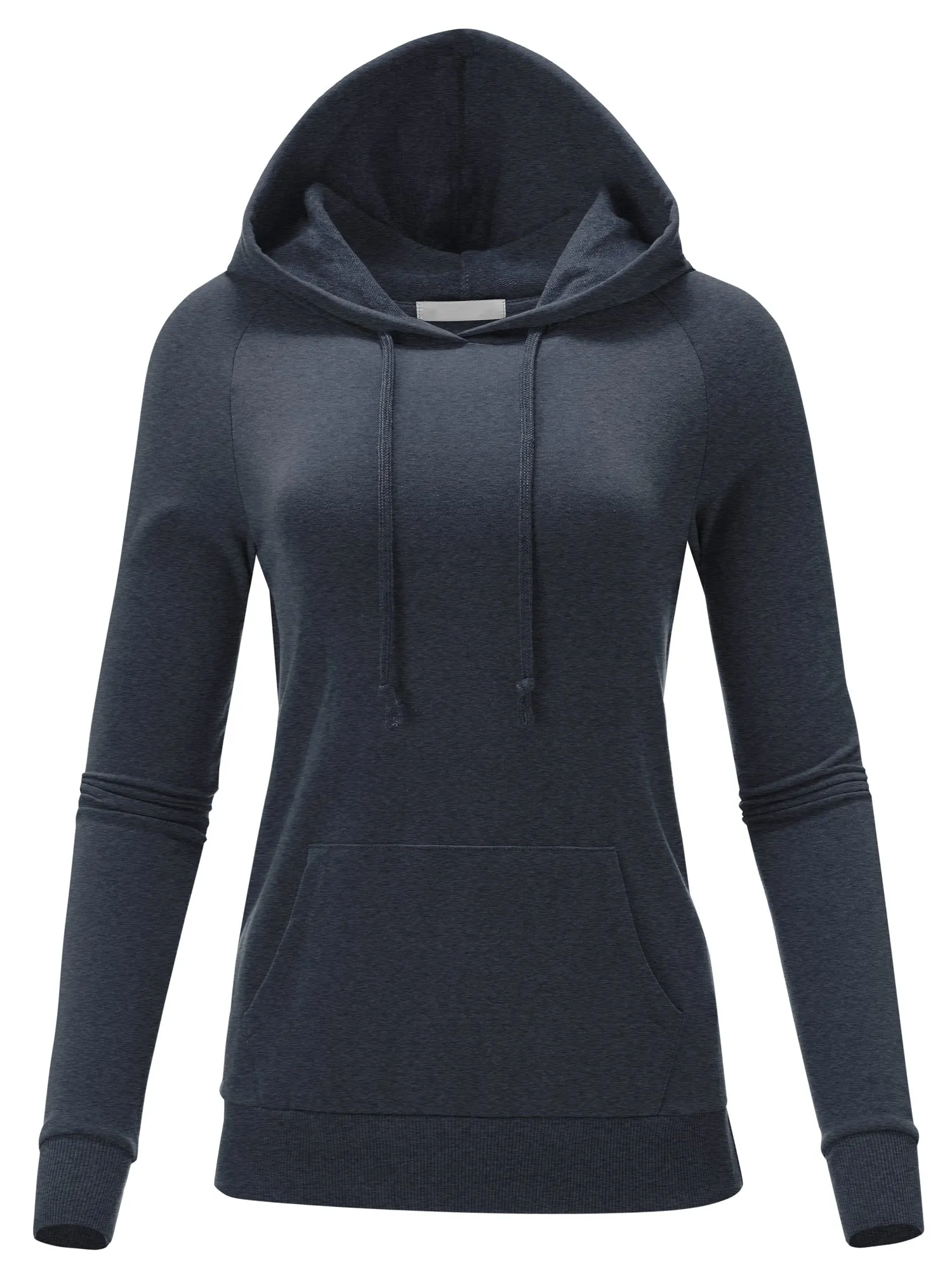 Women's Solid Casual Long Sleeve Hoodie with Kangaroo Pocket (FWH1078)