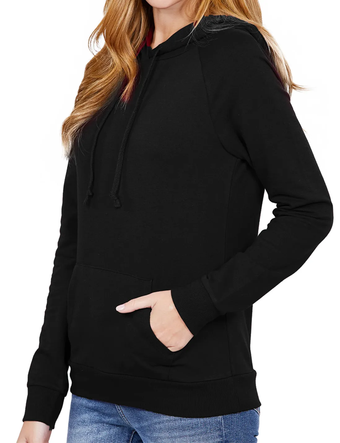 Women's Solid Casual Long Sleeve Hoodie with Kangaroo Pocket (FWH1078)