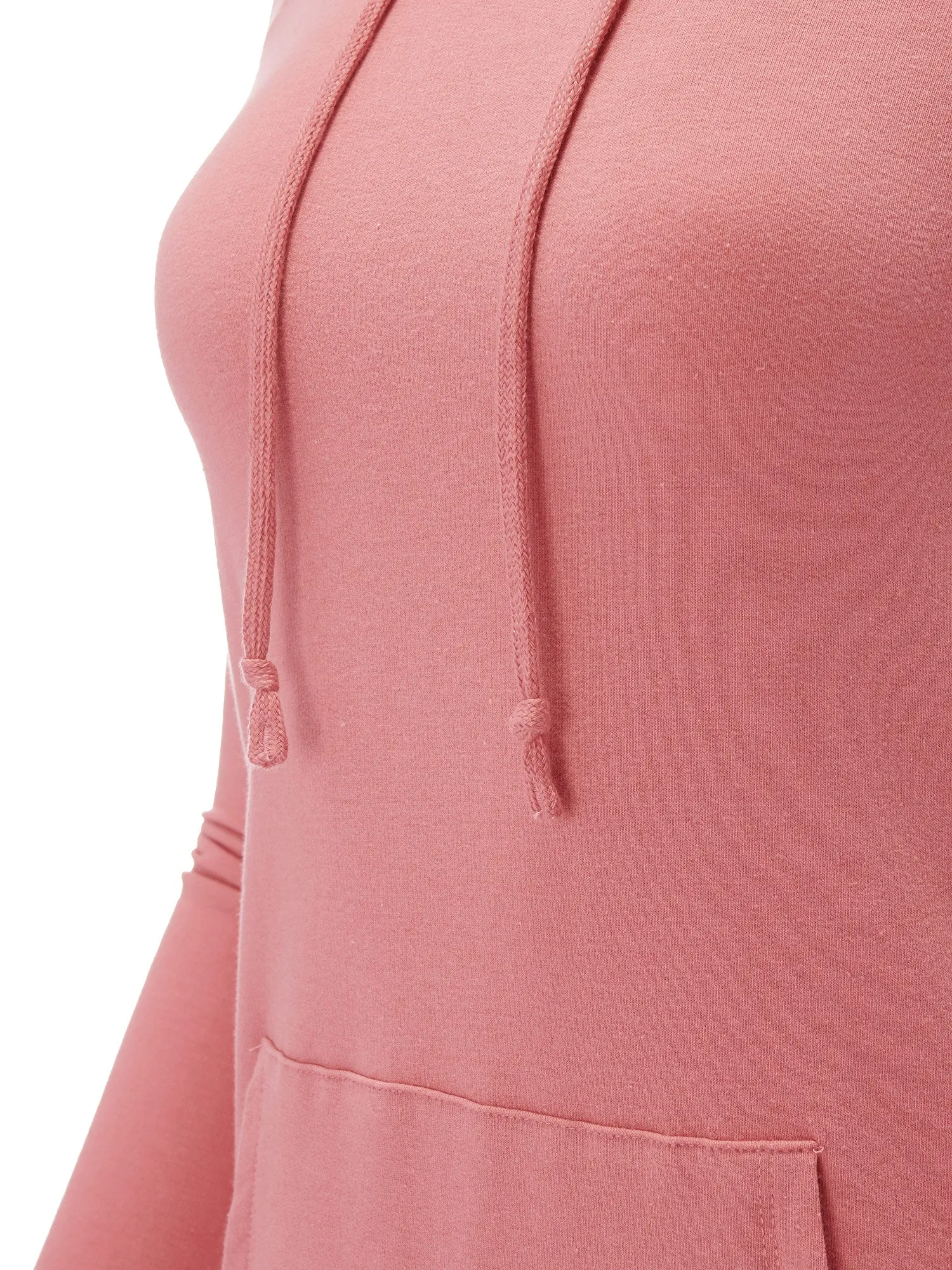 Women's Solid Casual Long Sleeve Hoodie with Kangaroo Pocket (FWH1078)