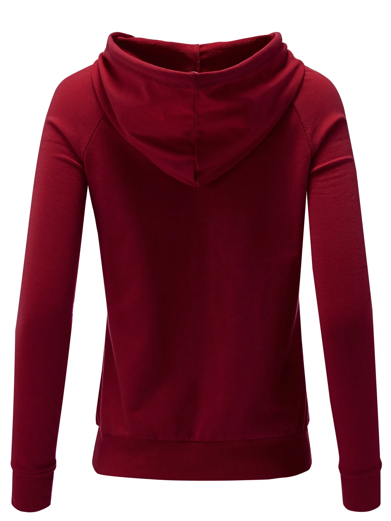 Women's Solid Casual Long Sleeve Hoodie with Kangaroo Pocket (FWH1078)