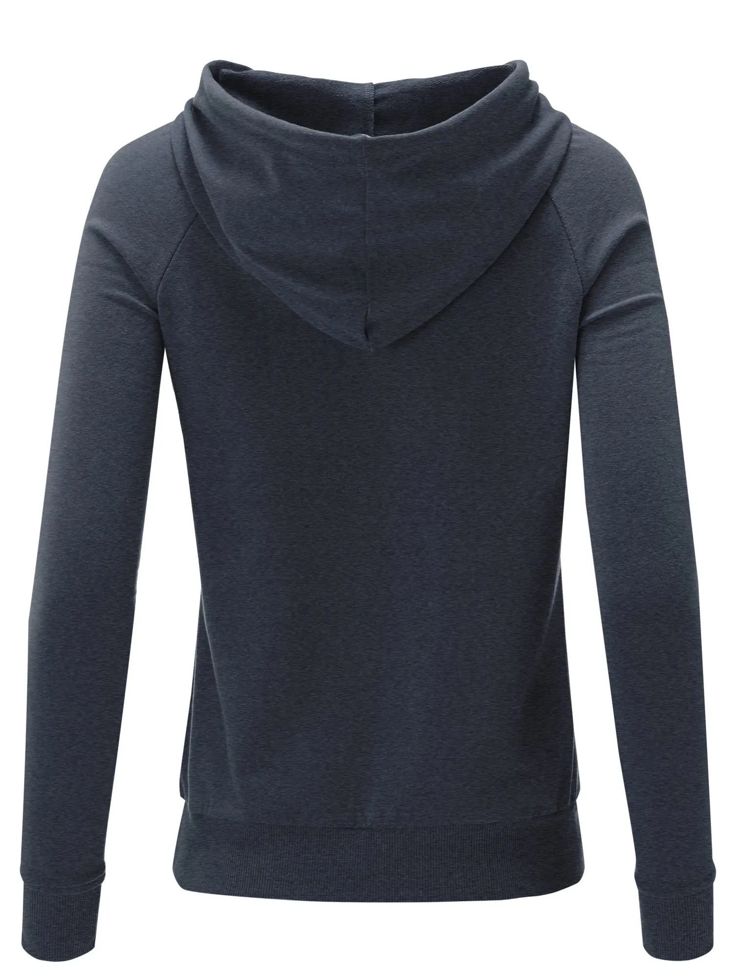 Women's Solid Casual Long Sleeve Hoodie with Kangaroo Pocket (FWH1078)